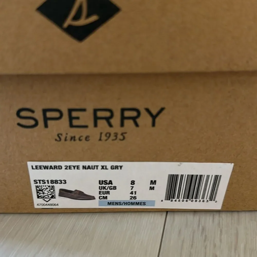 Sperry Men's Leeward Nautical Cross Lace Boat Shoe Size 8 in Grey NWT in packagi